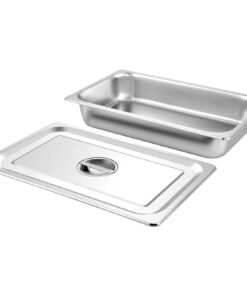 Mophorn 4 Pack Hotel Pan 3.7" Deep Steam Table Pan Full Size with Lid 20.8" L x 13" W, 22 Gauge Stainless Steel Anti Jam Table Pan 4" Deep 16 615v6cFs1gL