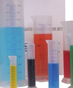 hand2mind Graduated Cylinder Set, Polypropylene Measuring Cylinder, Plastic Graduated Cylinder Container, Lab Equipment, Lab Tubes, Chemistry Science Supplies, School Lab Supplies (Set of 7) 14 615vDZis48L