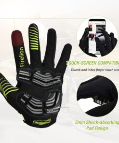 FIRELION Bike Gloves for Men/Women Cycling,Cycling Gloves for Outdoor MTB DH Road Racing,Full Finger Half Finger Padded Bicycle Protective Gloves,Non-Slip Shock-Absorbing Touchscreen Riding Gloves X-Large Full Green 7 615vHnV947L