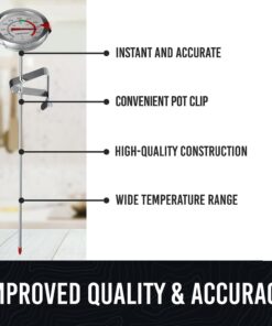 CRAFT911 Candy Thermometer with Pot Clip - Deep Fry Oil Thermometer for Frying - Cooking Thermometer for Frying Oil Candle Making Hot Oil Deep Fryer Thermometer 8" Side of Pot Thermometer Classic (Popular) 12 615vKPLEHSL