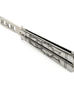 Yuzlder Practice Butterfly Knife, Stainless Steel Balisong Trainer Unsharpened Blade with Spring Latch, Smooth Action Butterfly Knife Trainer 11 615z27MmnwL