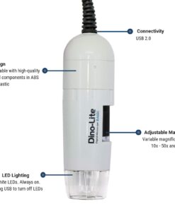 Dino Lite USB Hanheld Digital Microscope, 10x-220x Magnification 0.3MP/1.3MP/5.0MP True Resolution, Windows/Mac/iOS/Android Software Included, Supports PC, Tablet, Mobile Devices 25 615zkRbcNsL