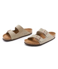 Birkenstock Men's Amalfi Leather Soft Footbed Arizona Sandals 5-5.5 Taupe Suede 9 616 gaLfSTL