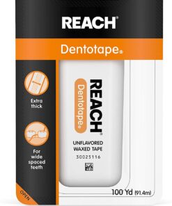 Reach Dentotape Waxed Dental Floss with Extra Wide Cleaning Surface for Large Spaces between Teeth, Unflavored, 100 Yards (Pack of 4) 4 Count (Pack of 1) 9 6168D5OQWGL