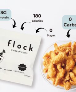Flock Keto Chicken Skin Chips | Original Flavor | Low Carb, High Protein, Sugar Free, Gluten Free Fried Chicken Skins - Chicken Chips for People | (1oz) 8-Pack Crispy Chicken Flock Chips 26 6169BgdiKrL