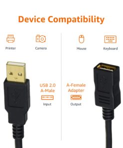 Amazon Basics USB-A 2.0 Extension Cable, for Printer, Mouse or Keyboard, Male to Female, 480Mbps Transfer Speed, 6.5 Foot, Black 6.5 Feet 1 29 616AjI7uY9L