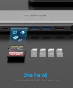 LENTION USB C Hub with 4K HDMI, SD Card Reader, 2 USB 3.0, Type C Charging & Ethernet Compatible 2023-2016 MacBook Pro, New Mac Air/Surface/Steam Deck, More, Stable Driver Adapter (CB-C68, Space Gray) 19 616AnA 2nTL