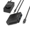 WAVLINK SATA III to USB Adapter Cable, USB C to Dual Bay SATA 3 Converter for 2.5"/3.5'' External Hard Drive HDD/SSD Connector with 2X USB Ports and 12V Power Adapter, Max 2x18 TB 2.5"/3.5"+USB 33 616CJ6bsHL