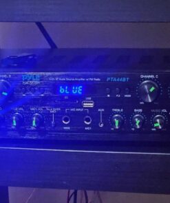 Pyle 500W Karaoke Wireless Bluetooth Amplifier - 4 Channel Stereo Audio Home Theater Speaker Sound Power Receiver with AUX IN, FM, RCA Subwoofer Speakers OUT, USB, Microphone IN with Echo - PTA44BT Amplifier System 30 616CXUVxEkL