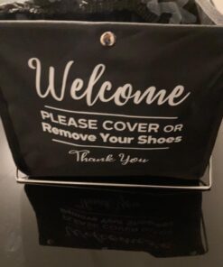 Foldable Shoe Cover Holder (Black) with Bonus Please Use Shoe Covers, Double Sided, Door Hanger Black 24 616FBO6ldmL