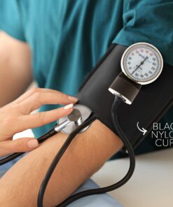 White Coat Deluxe Aneroid Sphygmomanometer Professional Blood Pressure Monitor with Adult Sized Black Cuff and Carrying Case 4 Piece Set 28 616G4 OGXSL