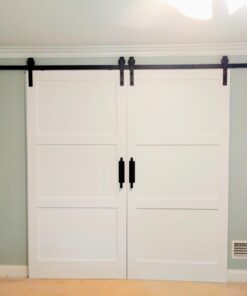 SMARTSTANDARD 13 Feet Heavy Duty Double Door Sliding Barn Door Hardware Kit - Smoothly and Quietly -Easy to Install -Includes Step-by-Step Installation, Fit 36"-40" Wide Door Panel(J Shape Hanger) 48 616Hg6bRHrL