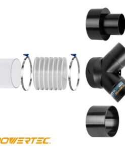 POWERTEC 70127 2-1/2 Inch Key Hose Clamp, Thumb Screw Key Adjustable Stainless Steel Hose Clamps for Dust Collection, Dust Collector and Dryer Vent Hose, Pipe Clamp, RV Clamp, Worm Gear Clamp, 5 pack 19 616Is3MSJdL