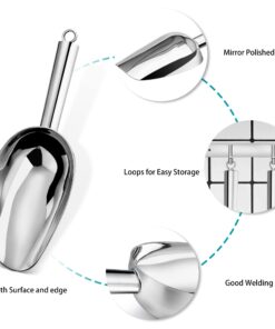 LIANYU Ice Scoop,8 Ounce Stainless Steel Food Scoop,Metal Ice Scoops for Family Cube Flour Beans, Utility Ice Scooper for Kitchen Bar Shop, Mirror Finish, Dishwasher Safe 1 Silver 13 616JZwISSoL