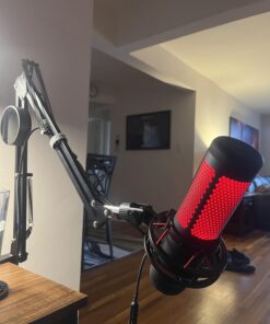 HyperX QuadCast - USB Condenser Gaming Microphone, for PC, PS4, PS5 and Mac, Anti-Vibration Shock Mount, Four Polar Patterns, Pop Filter, Gain Control, Podcasts, Twitch, YouTube, Discord, Red LED Red Lighting 21 616KUZ4eGyL