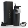 IRON °FLASK Sports Water Bottle - 40 Oz 3 Lids (Straw Lid), Leak Proof - Stainless Steel Gym & Sport Bottles for Men, Women & Kids - Double Walled, Insulated Thermos, Metal Canteen Midnight Black 53 616L47yQi5L