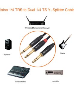 tisino 1/4 inch TRS Stereo to Dual 1/4 inch TS Mono Insert Cable Y-Splitter Stereo Breakout Cable Patch Cord - 10 feet 11 616L6Ps5oJL 1