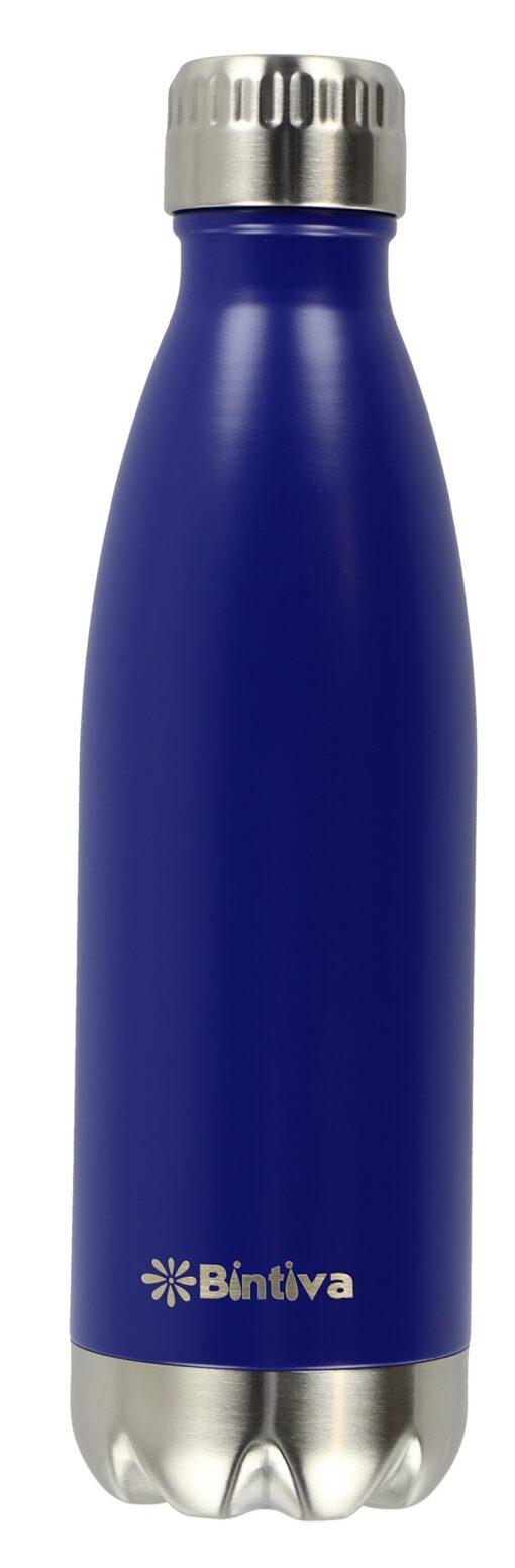 bintiva Sports Water Bottle - Vacuum Insulated, Eco Friendly 18/8 Stainless Steel - Double Wall, Sweat and Toxin Free Blue 17oz / 500ml