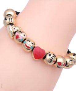 Expression Jewelry Emoticon Charms Bracelet - 18K Gold Plated with 10 Pieces of Interchangeable Enamel Beads 21 616LjufBc2L