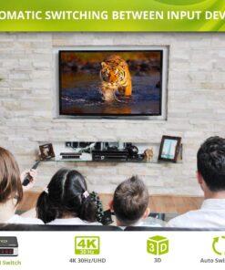Kinivo HDMI Switch 4K HDR 301BN (3 in 1 Out, 4K 60Hz HDR, HDMI 2.0, High Speed 18Gbps, IR Remote, HDCP) - Compatible with Roku, PS5, Xbox, Apple TV, Nintendo Switch, Cable Box 3-PORT 26 616LraW4slL
