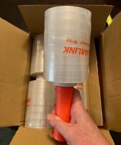 JARLINK 4 Pack Plastic Film Roll with Plastic Handles, 60 Gauge Thick, 5" x 1000ft Plastic Pallet Film, Industrial Strength Stretch up to 500% Stretch for Moving, Packing, Wrapping, and Shipping 30 616MUv7biLL