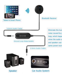 BESIGN BK01 Bluetooth Car Kit, Wireless Receiver for Handsfree Talking and Music Streaming with Ground Loop Noise Isolator for Car with 3.5mm Aux Port 27 616OkJengPL