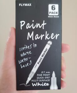 FLYMAX White Paint Pen, 6 Pack 0.7mm Acrylic White Permanent Marker White Paint Pens for Wood Rock Plastic Leather Glass Stone Metal Canvas Ceramic Marker Extra Very Fine Point Opaque Ink 35 616PQdeHUeL
