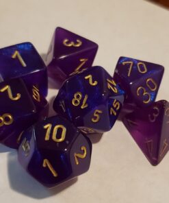 Chessex Dice Polyhedral 7-Die Borealis Set - Royal Purple with Gold Numbers CHX-27467 25 616Piif1X3L
