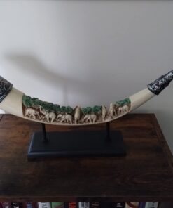 Furniture Creations Ivory Lucky Elephants Tusk Sculpture African Art Decor, No Size 14 616Pu7rwkjL
