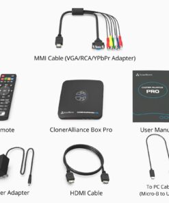 ClonerAlliance Box Pro, 1080p@60fps Video Recorder, DVR with HDMI Capture, Playback on TV. RCA/YPbPr/VGA to Digital Converter. Schedule Recording. No PC Required. 29 616PylpfHAL