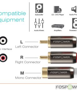 FosPower Y Adapter (8 inch) 2 RCA (Male) to 1 RCA (Female) Stereo Audio Y Adapter Subwoofer Cable (24k Gold Plated) 2 Male to 1 Female Y Splitter Connectors Extension Cord 12 616QMjhqjIL