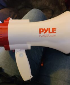 Pyle Megaphone Speaker Lightweight Bullhorn - Built-in Siren, Adjustable Volume Control and 800 Yard Range - PMP30 White 27 616S7U4EX0L
