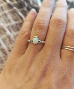 Oxford Diamond Co Sterling Silver Irish Claddagh Simulated Gemstone Promise Ring Available Lab Created White Opal 7 26 616T3HfgRUL