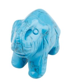 Rockcloud Healing Crystal Guardian Elephant Pocket Stone Figurines Carved Gemstone Crafts 1.5'' 1.5'' Blue Howlite Turquoise 5 616TCLhRcL