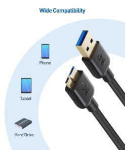 Cable Matters Short Micro USB 3.0 Cable 3 ft (External Hard Drive Cable, USB to USB Micro B Cable) in Black, Compatible with Seagate, LaCie, Toshiba, Samsung, Western Digital/WD External Hard Drive 1m 1 10 616UFr1NUGL