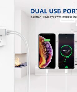 LUOATIP iPhone Charger Cable 3ft 6ft 10ft with Wall Plug, 5-Pack Long Charging Cord + Dual Port USB Block Cube Adapter Replacement for iPhone 11 XS/XS Max/XR/X 8/7/6/6S Plus SE/5S/5C, Pad, Pod 16 616VaHjlzL