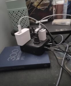 Power Strip Surge Protector - Flat Plug, Wall Mount, 8 Wide Outlets with 4 USB Ports (1 USB C), 5FT Heavy Duty Extension Cord with Multiple Outlets, Charging Station Overload Protection for Home Dorm 5 FT Black 35 616WWkCEbL