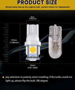 EverBright 20-Pack T10 194 Led Bulb, White 5050 5 SMD 2825 W5W 912 168 LED Bulb Replacement For Car Interior Lights Clearance Wedge Dome Trunk Dashboard Bulb License Plate Light Lamp DC 12V DC-12V 18 616aMwpnbL