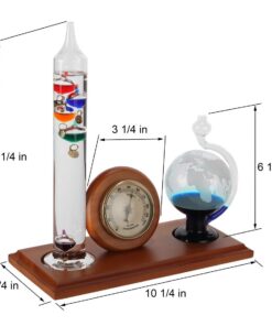 Lily's Home Analog Weather Station, with Galileo Thermometer, Glass Barometer, and Analog Hygrometer, 5 Multi-Colored Spheres (10.5 in x 12 in) 14 616duOa4bxL