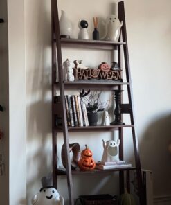 Amazon Basics Modern 5-Tier Ladder Bookshelf Organizer, Solid Rubberwood Frame, Espresso Finish, 14 D x 24.8 W x 70.1 H in 43 616eZNz6k5L