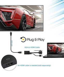 ONTEN VGA to HDMI, 1080P VGA to HDMI Adapter (Male to Female) for Computer, Desktop, Laptop, PC, Monitor, Projector, HDTV with Audio Cable and USB Cable (Black) 13 616etvxb0vL