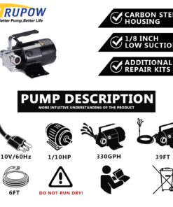 Trupow 1/10HP 330GPH 115-Volt Mini Portable Electric Utility Sump Transfer Water Pump with Water Hose Kit 115V AC 18 616i1O9yu L