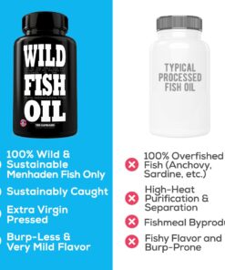 Wild Foods Omega 3 Fish Oil Supplement, 60 Capsules (1 pk) | Wild Caught, Burpless, Odorless, Non-GMO, Gluten Free | DPA, DHA, EPA Triple Strength Heart & Joint Nutrition for Women & Men 11 616k4ePZQUL