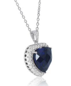 Amanda Rose Collection Heart of the Ocean Pendant Necklace in Sterling Silver (12ct tw) 18 Inch Sterling Silver Chain |Lab Created Ruby or Lab Created Sapphire | Gifts for women Created Blue and White Sapphire 9 616kEkqRqL