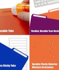 36 Pack Plastic File Folders Colored with Sticky Labels, Sooez Heavy Duty Letter Size Colored File Folders with Erasable 1/3-Cut Tab, Stronger Than Manila File Folder, Perfect for File Organization 36 12 616karyz8AL