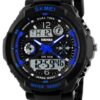 FANMIS Unisex Sports Watches Military Analog Digital Display Watch Multifunction Dual Time Alarm Stopwatch Backlight 50M Waterproof Outdoor Sports Watch blue