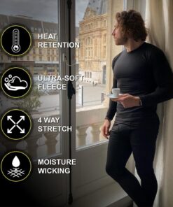 Thermajohn Long Johns Thermal Underwear for Men Fleece Lined Base Layer Set for Cold Weather Large Black 25 616lb9ckUzL 1