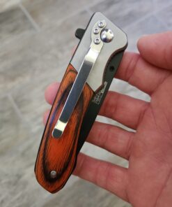 TAC FORCE Spring Assisted Folding Pocket Knife – Black Stainless Steel Drop Point Blade, Brown Wood Handle with Stainless Steel Bolster, Pocket Clip, Tactical, EDC, Rescue - TF-469 46 616m7OFVhpL