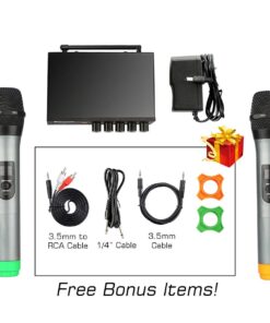 FIFINE UHF Dual Channel Wireless Handheld Microphone, Easy-to-use Karaoke Wireless Microphone System-K036 33 616mhxp1mL