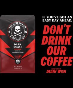 Death Wish Coffee, Organic and Fair Trade Dark Roast Whole Bean Coffee, 16 oz 16 Ounce (Pack of 1) 33 616oVVd8DPL
